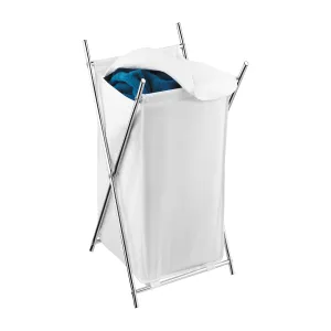 Chrome/White X-Frame Folding Hamper