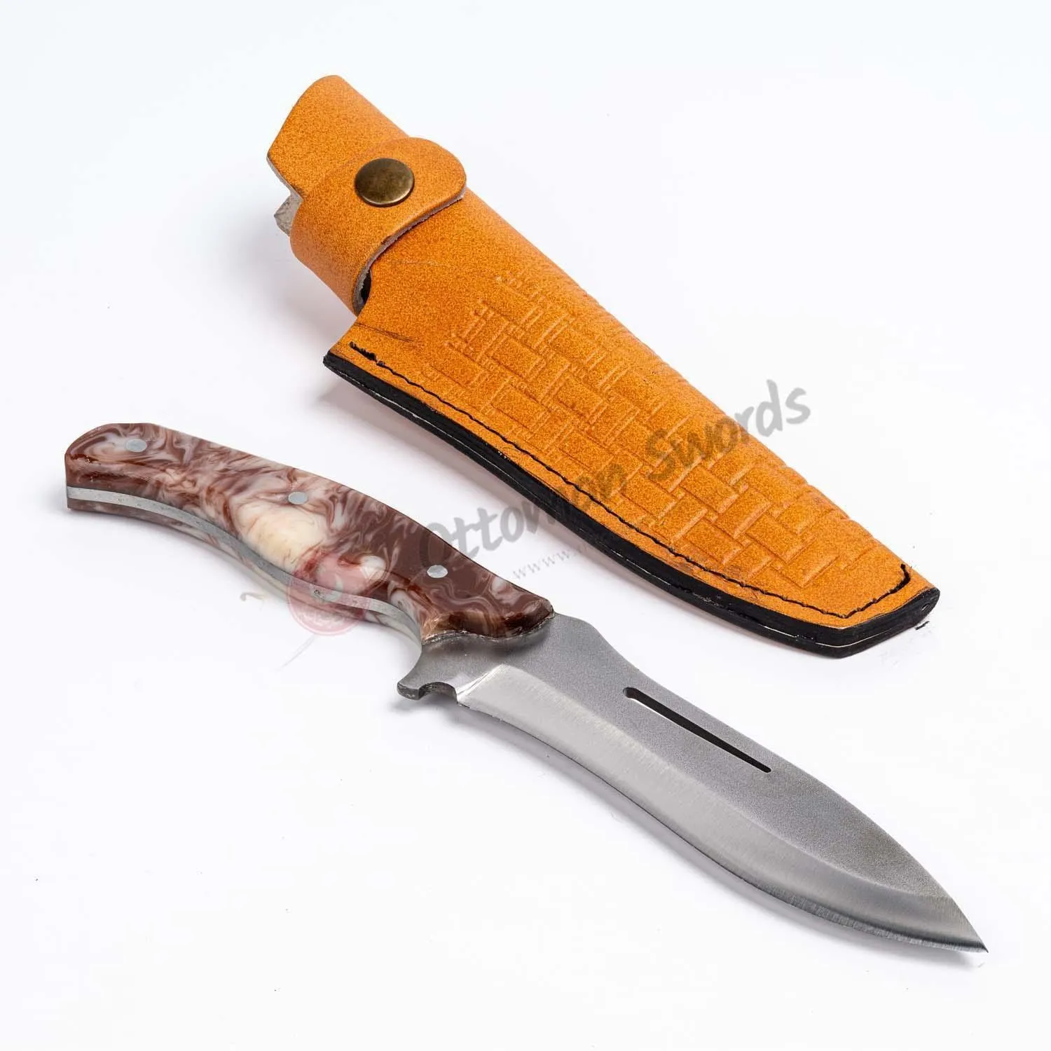 Epoxy Resin Handle Hunting Knife Moire