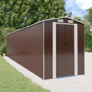 Garden Shed Dark Brown 192x855x223 cm Galvanised Steel