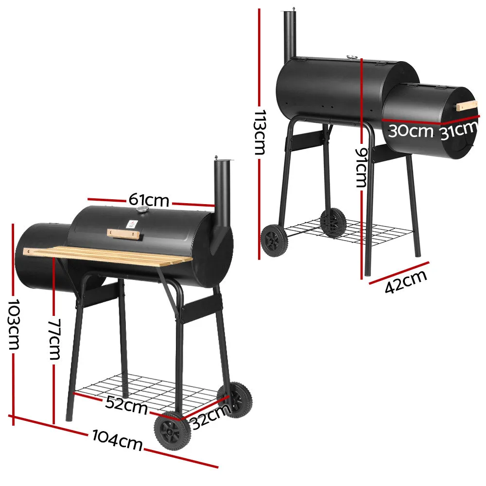 Grillz 2-in-1 Offset BBQ Smoker - Black