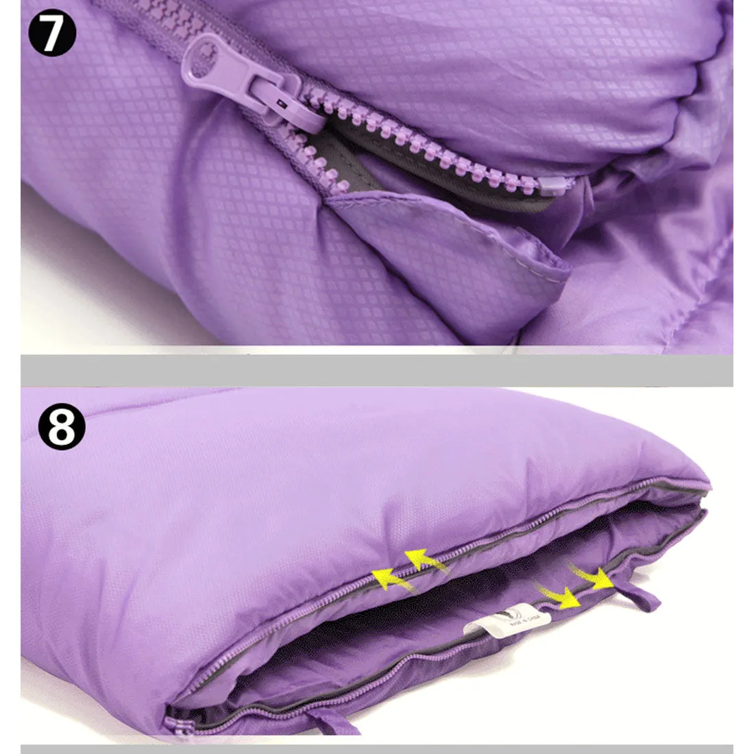 Outdoor Camping Envelope Sleeping Bag Thermal Tent Hiking Winter Single -10°C - purple